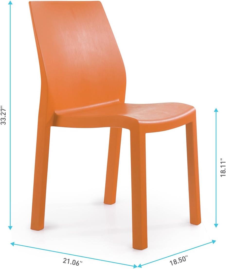2‑Pack Modern Stackable Resin Patio Dining Chairs