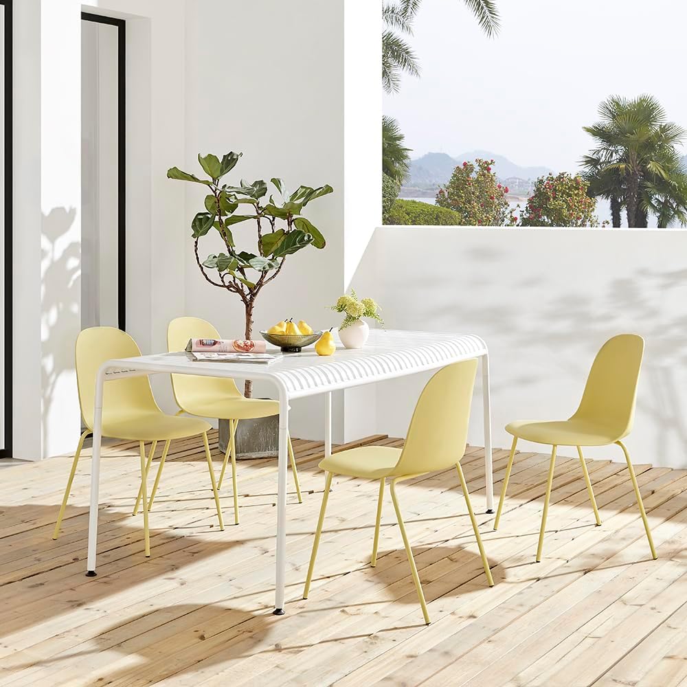 4‑Pack Stackable Plastic Indoor‑Outdoor Dining Chairs
