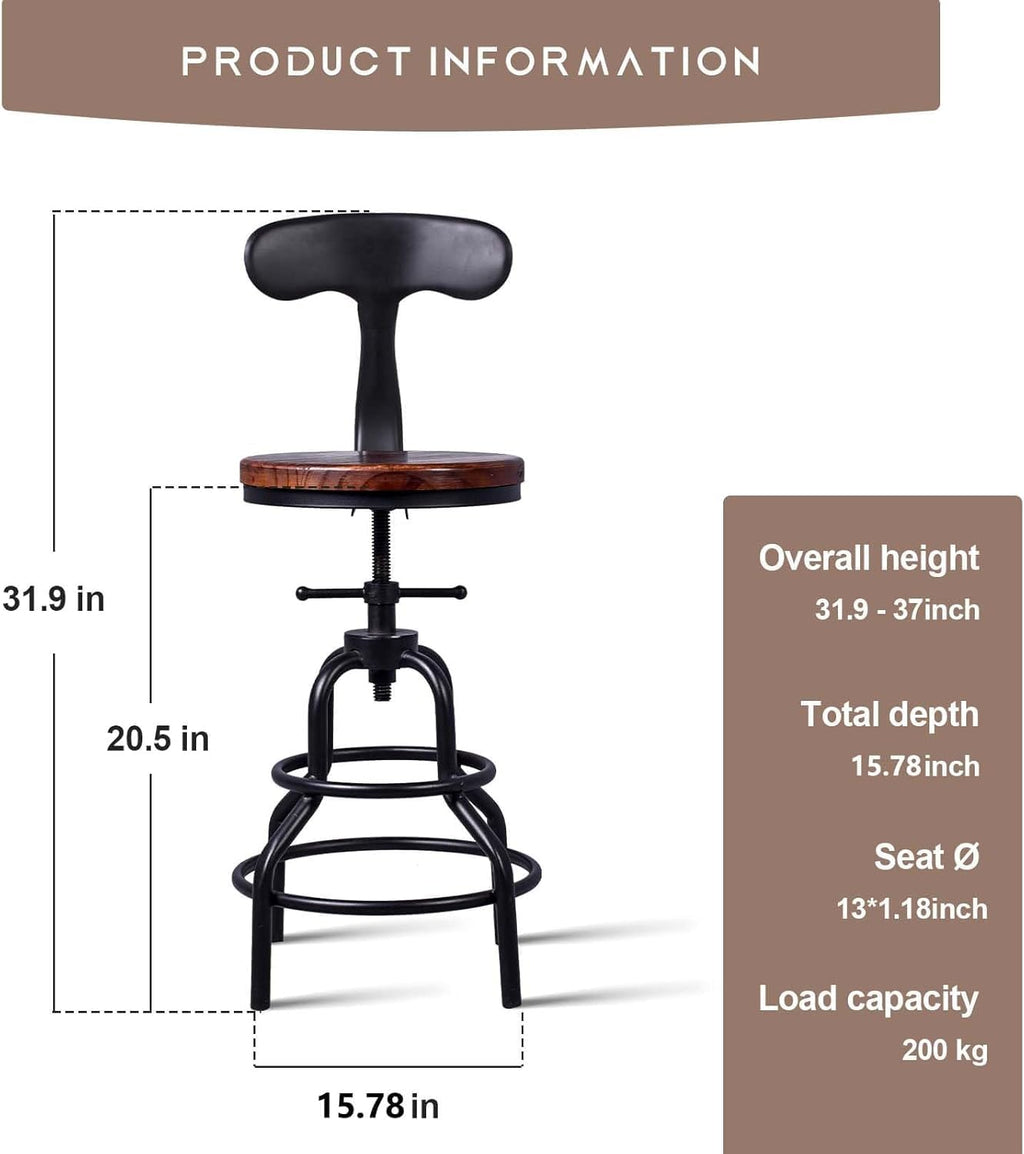3‑Piece Industrial Square Pub Table Stool Set