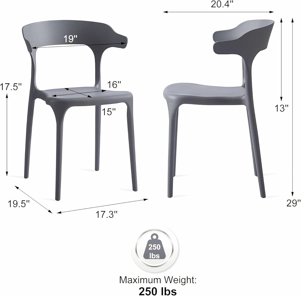 4‑Pack Stackable Indoor‑Outdoor Plastic Dining Chairs
