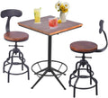 3‑Piece Industrial Square Pub Table Stool Set