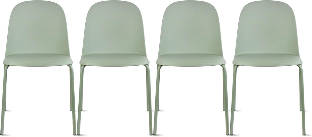 4‑Pack Stackable Plastic Metal‑Leg Dining Chairs