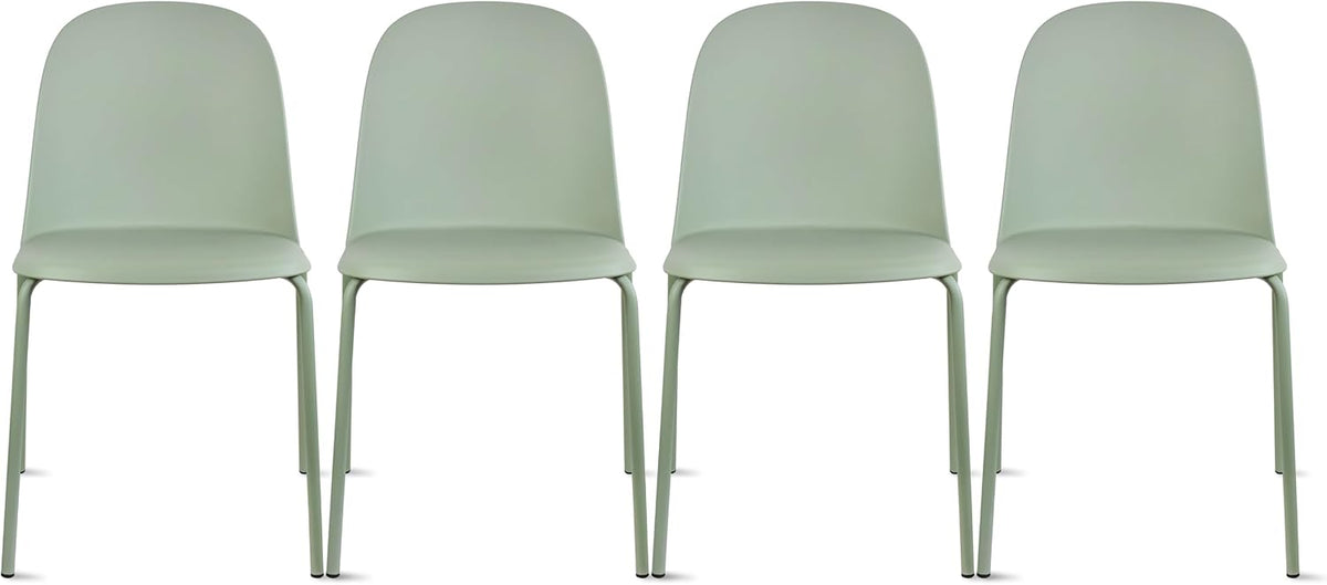 4‑Pack Stackable Plastic Metal‑Leg Dining Chairs