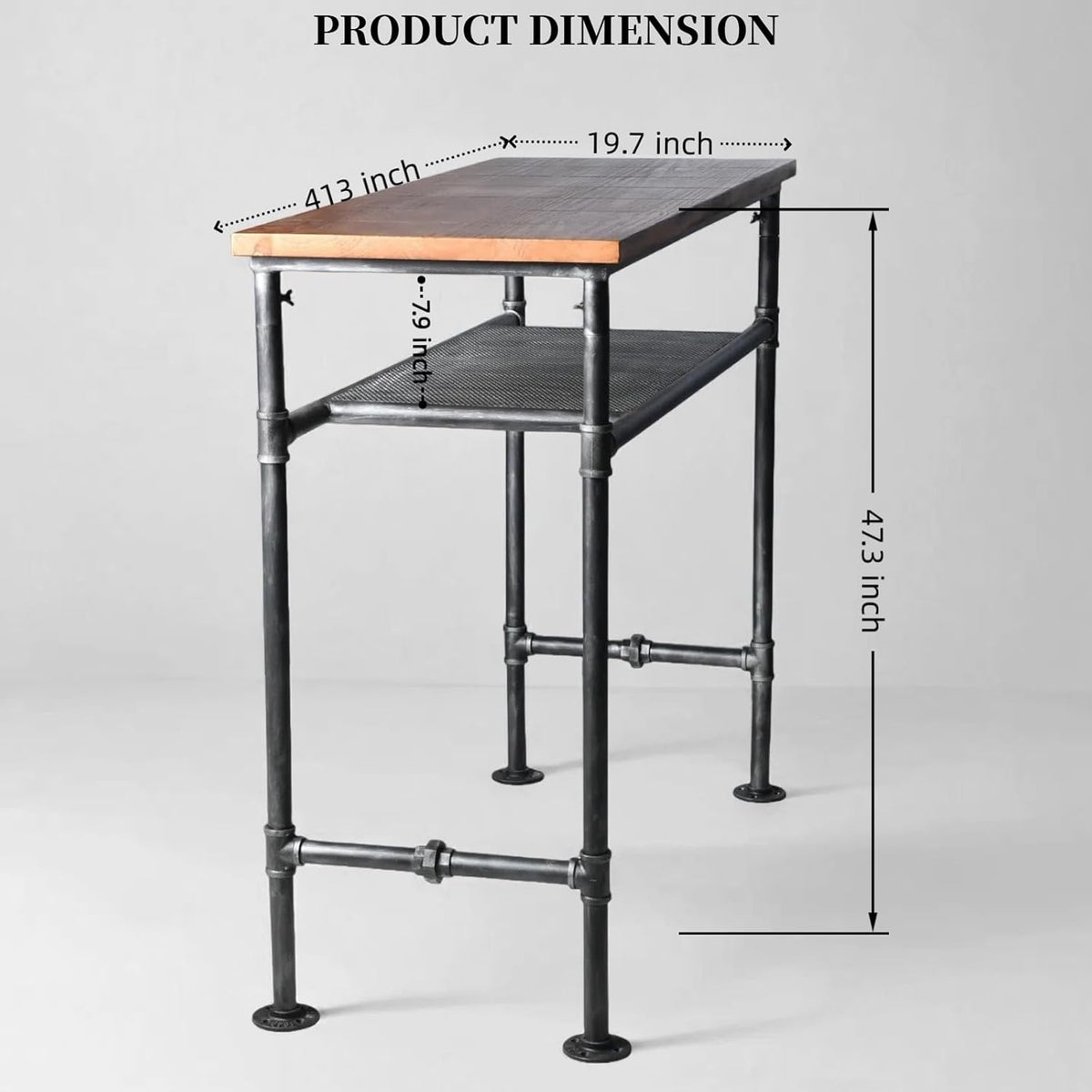 Industrial Wood‑Metal Bar Table With Four Stools
