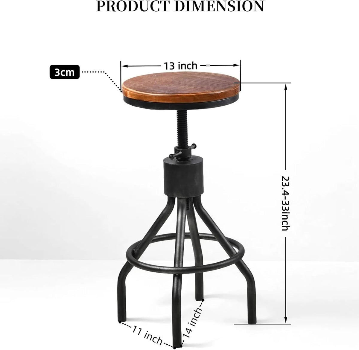 Industrial Wood‑Metal Bar Table With Four Stools
