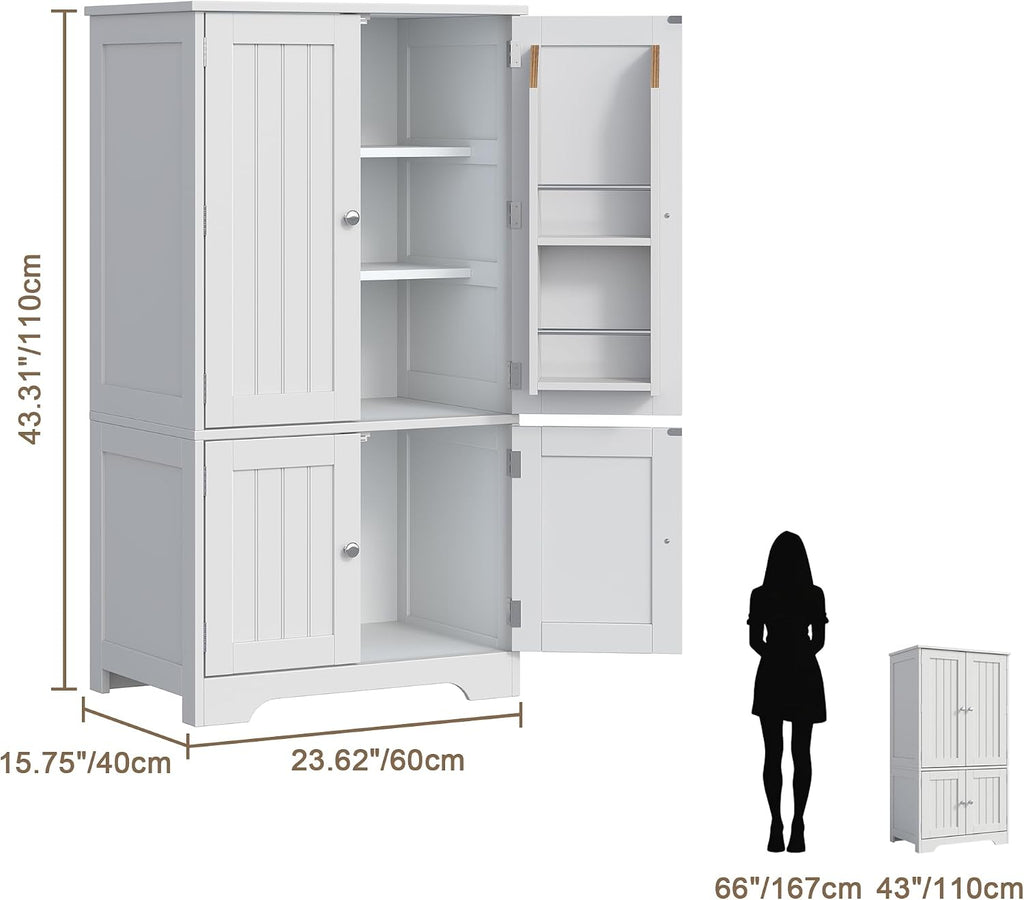 4‑Door Tall Kitchen Pantry Storage Cabinet