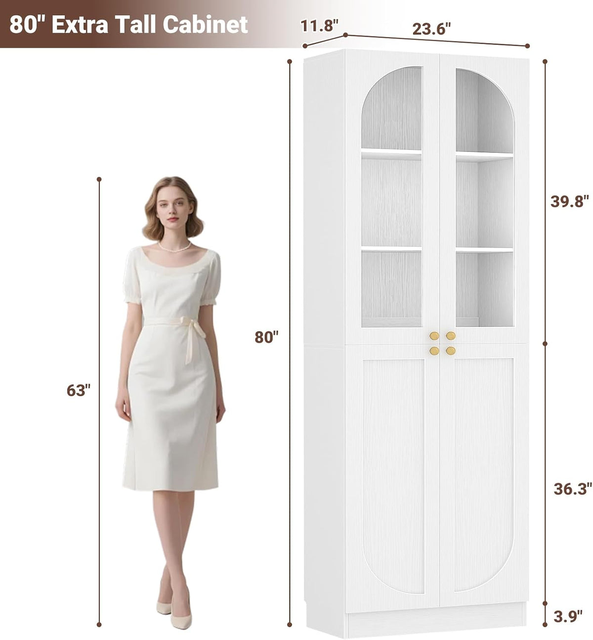 Tall Glass‑Door Kitchen Pantry Storage Cabinet