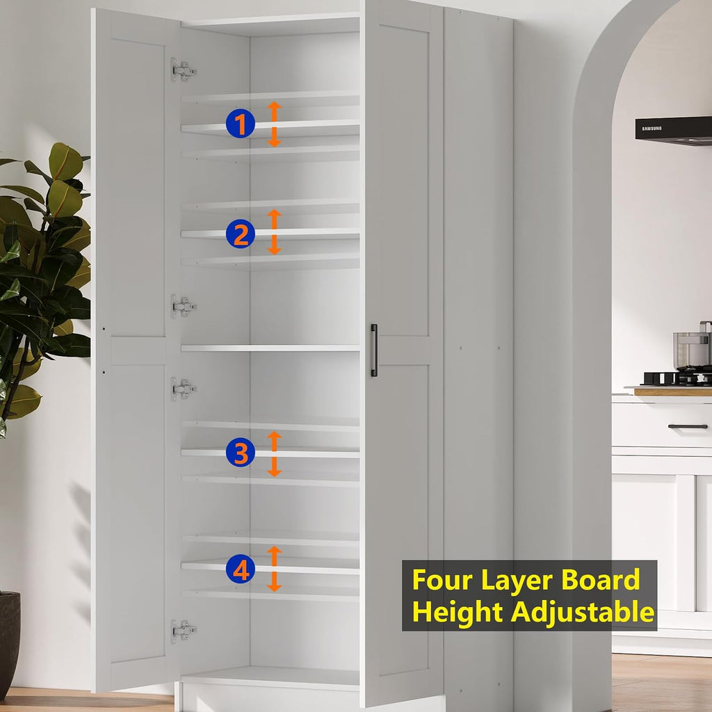 Tall Wood Kitchen Pantry Storage Cabinet Organizer
