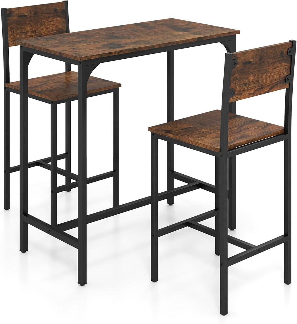 3‑Piece Industrial Counter‑Height Bar Set