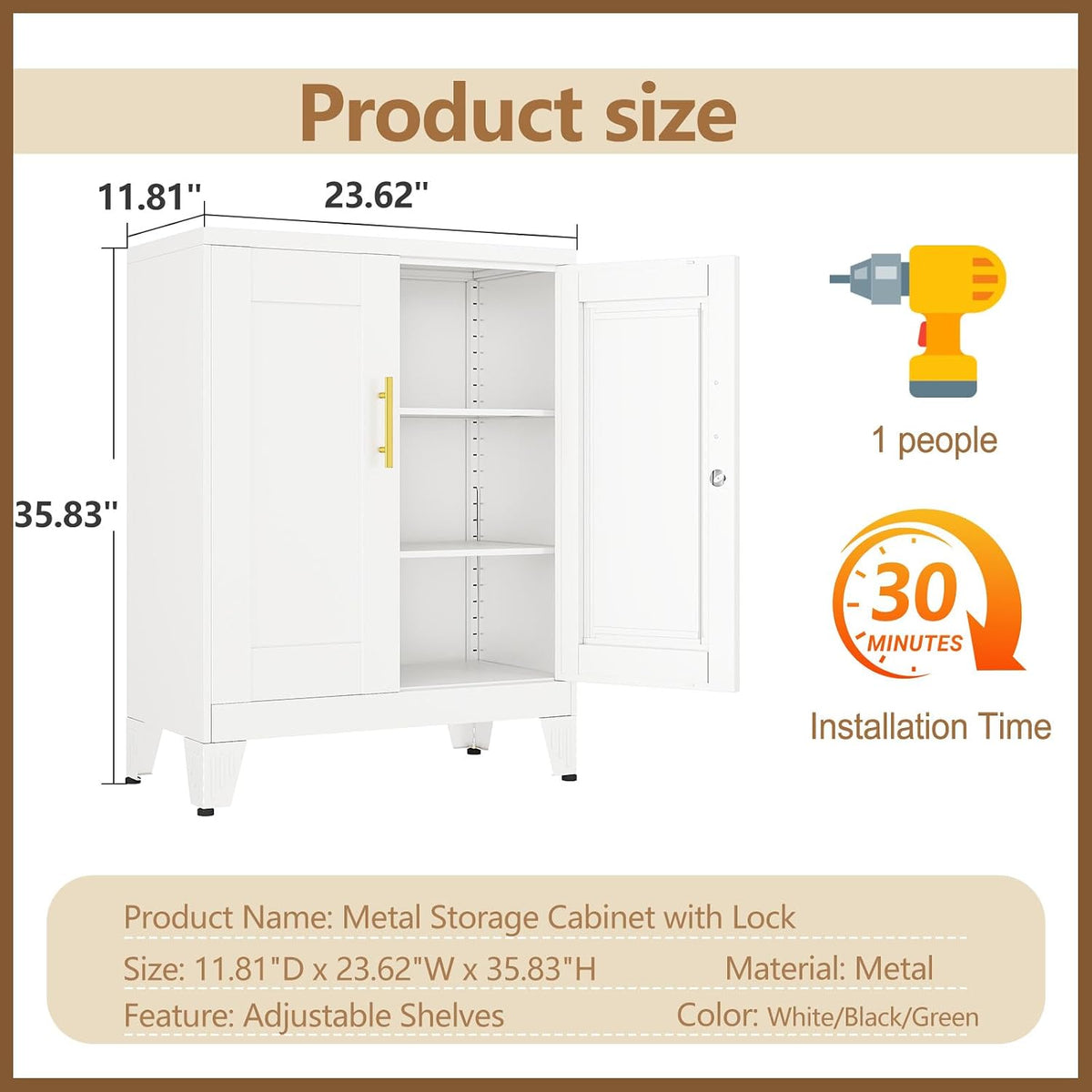 Lockable Metal Kitchen Pantry Storage Cabinet