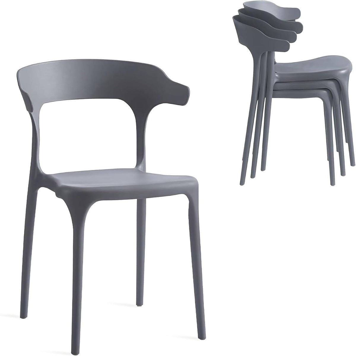 4‑Pack Stackable Indoor‑Outdoor Plastic Dining Chairs
