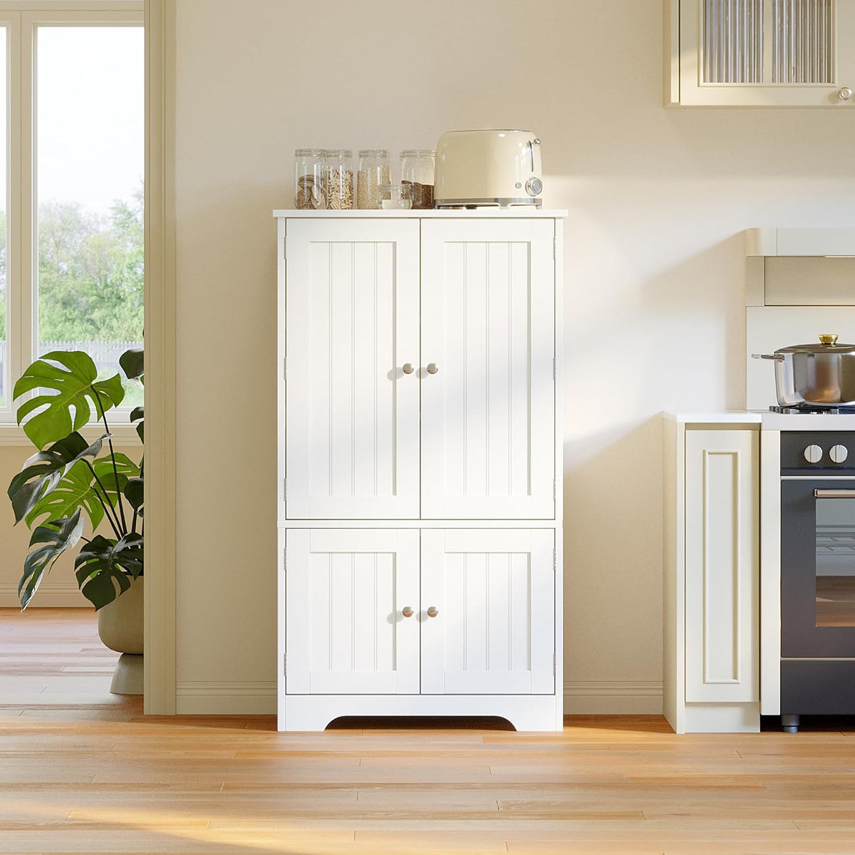 4‑Door Tall Kitchen Pantry Storage Cabinet