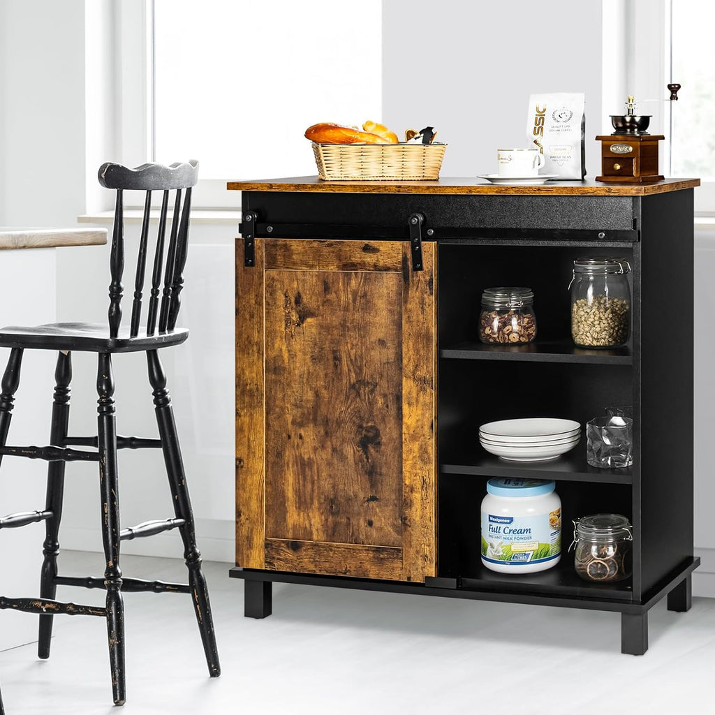 Industrial Sliding‑Door Wine Coffee Storage Cabinet