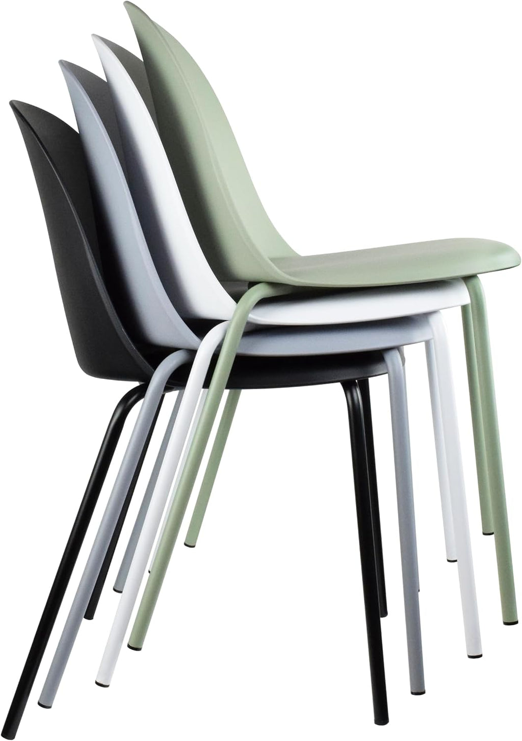 4‑Pack Stackable Plastic Metal‑Leg Dining Chairs