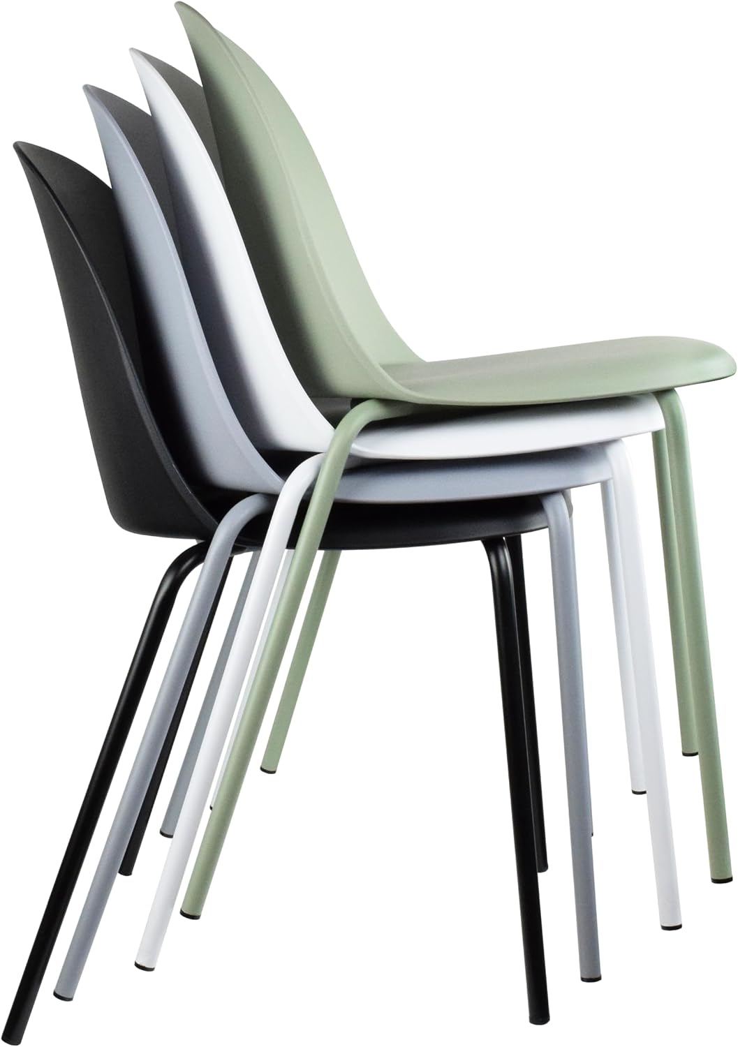 4‑Pack Stackable Plastic Metal‑Leg Dining Chairs