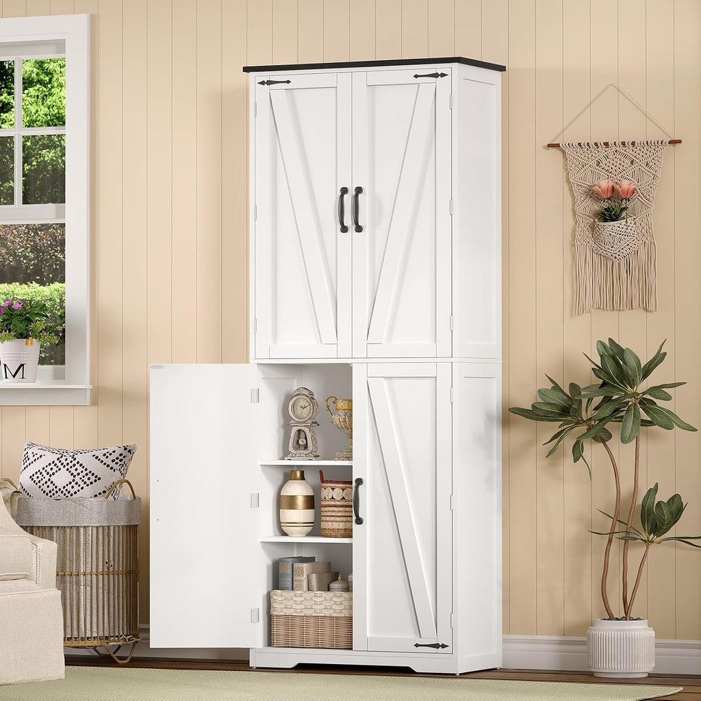 4‑Door Tall Adjustable Kitchen Pantry Cabinet