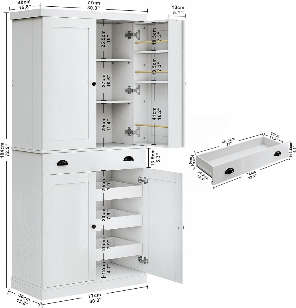 Tall Kitchen Pantry Cabinet With Drawer Racks