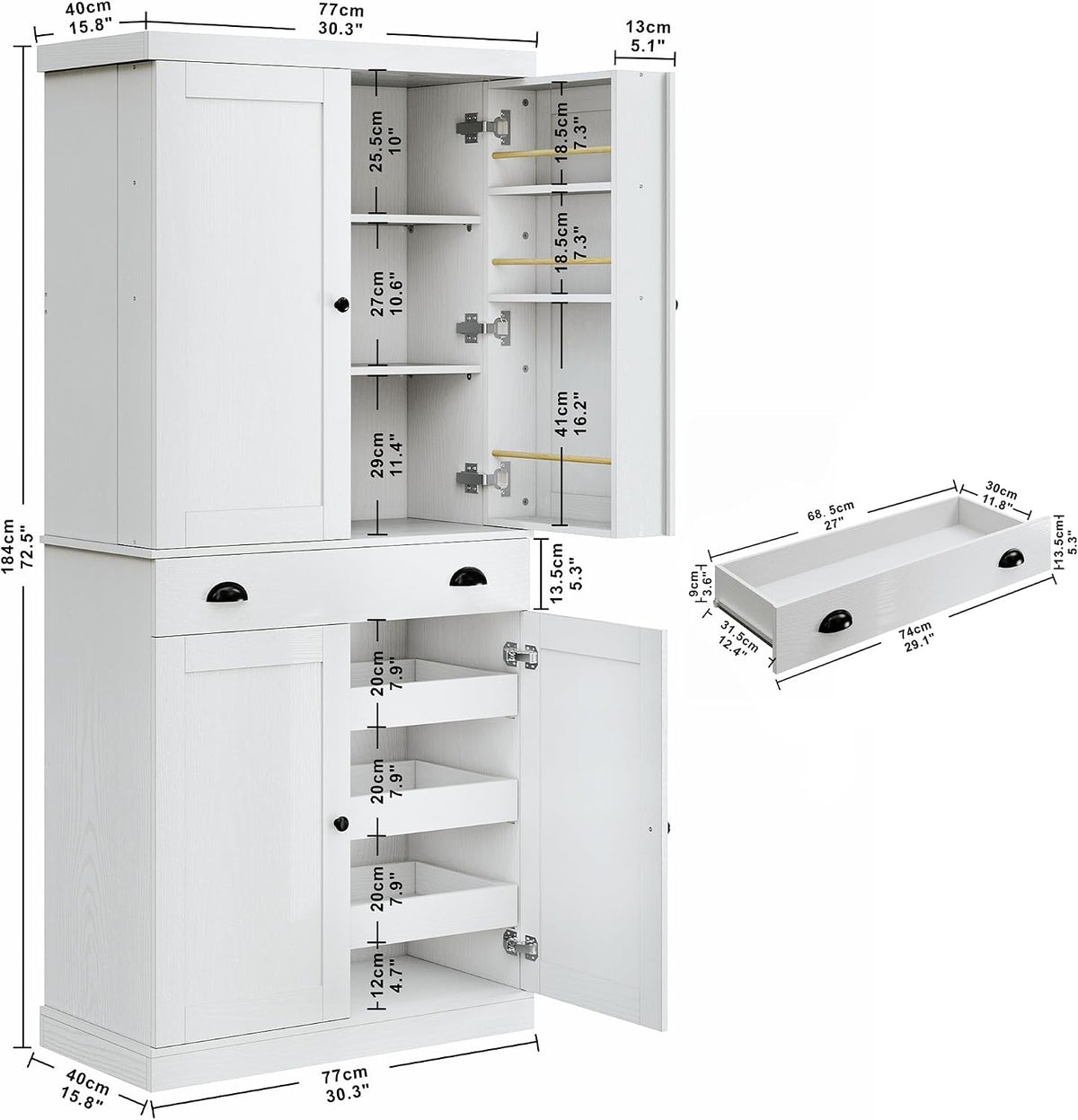 Tall Kitchen Pantry Cabinet With Drawer Racks