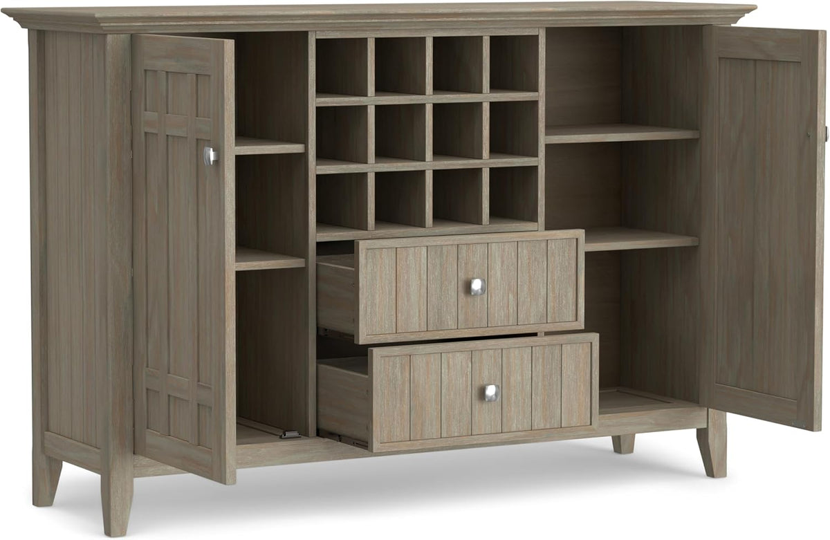 Solid Wood Distressed Wide Storage Buffet Cabinet