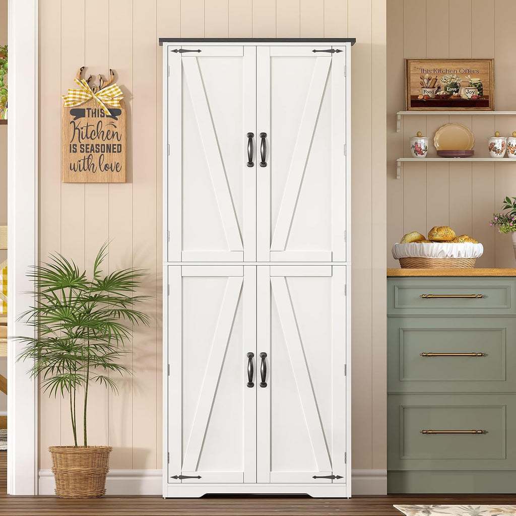 4‑Door Tall Adjustable Kitchen Pantry Cabinet