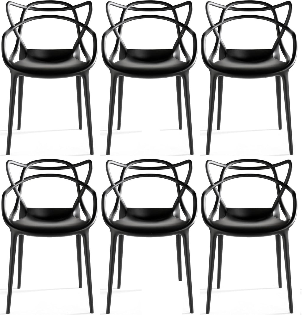 6‑Pack Weather‑Resistant Stackable Plastic Dining Chairs