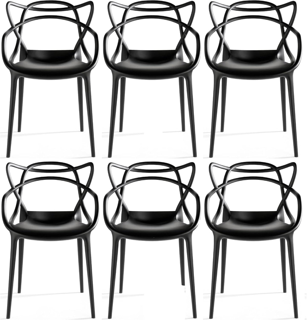 6‑Pack Weather‑Resistant Stackable Plastic Dining Chairs