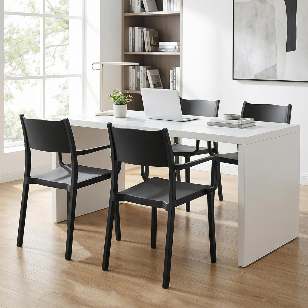 4‑Pack Detachable Armrest Plastic Dining Chairs