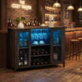 LED‑Lit Coffee Wine Storage Bar Cabinet