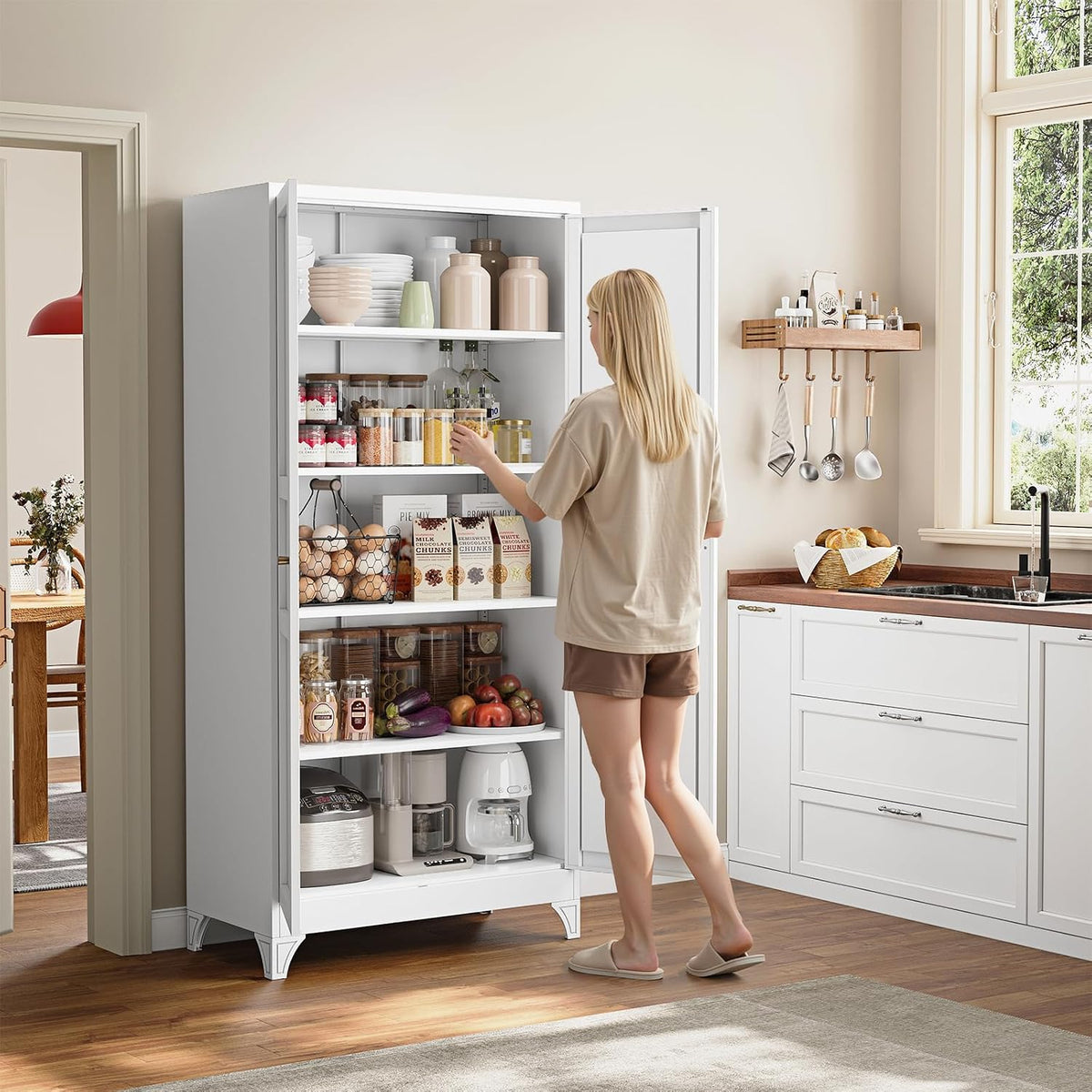 2‑Door Metal Kitchen Pantry Storage Cabinet