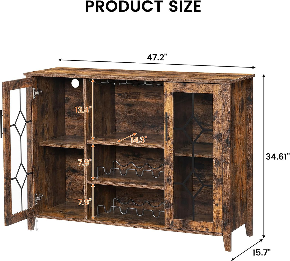Freestanding LED‑Lit Wine Storage Bar Cabinet