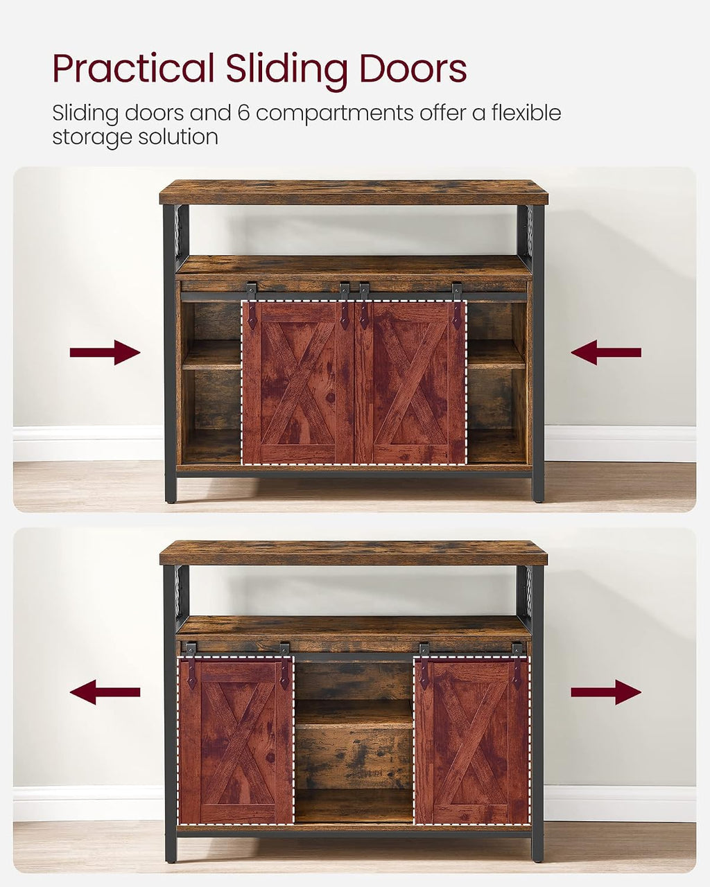 Sliding‑Door Coffee Bar Storage Buffet Cabinet