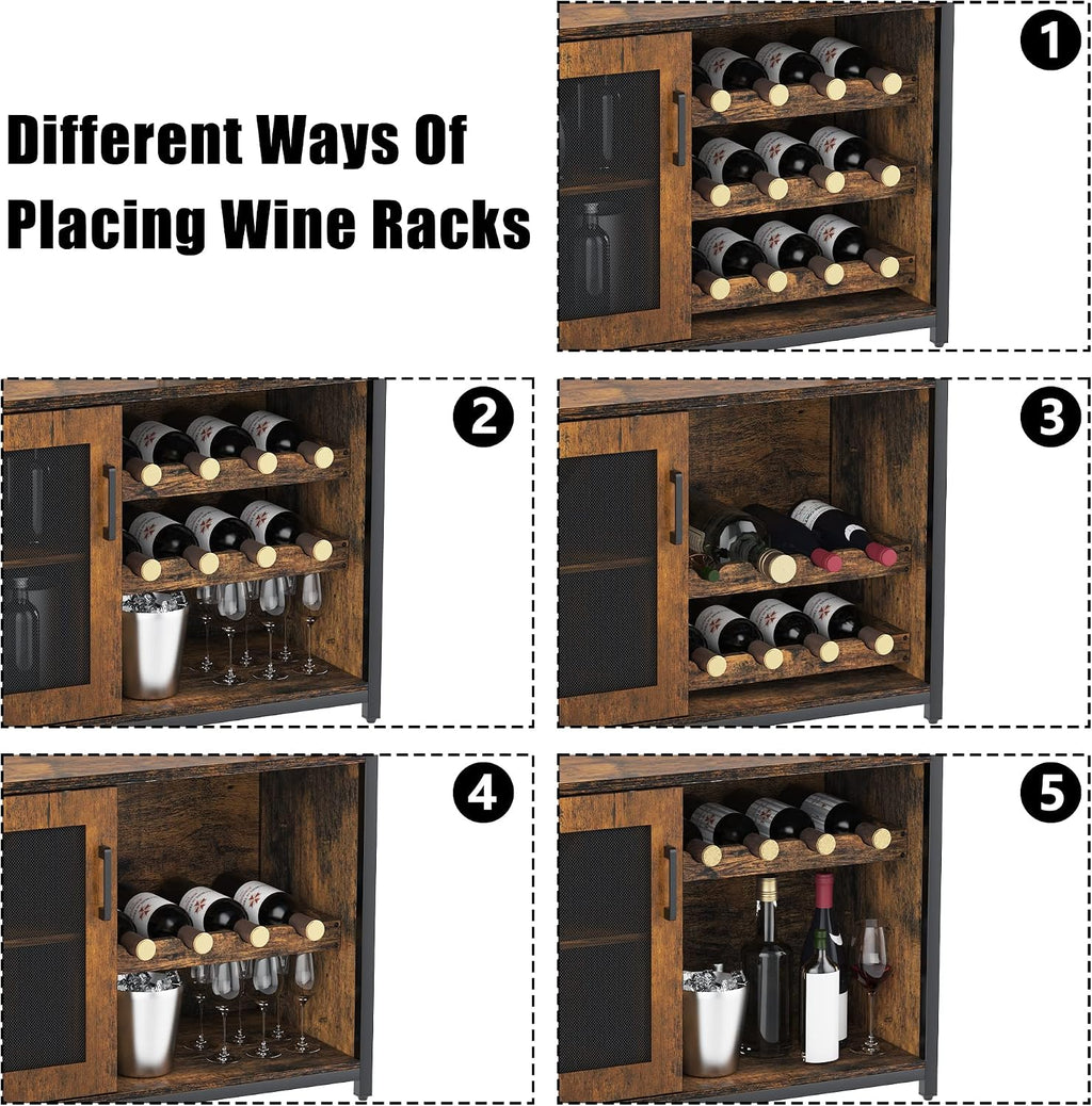 Modern Wood Wine Liquor Storage Bar Cabinet