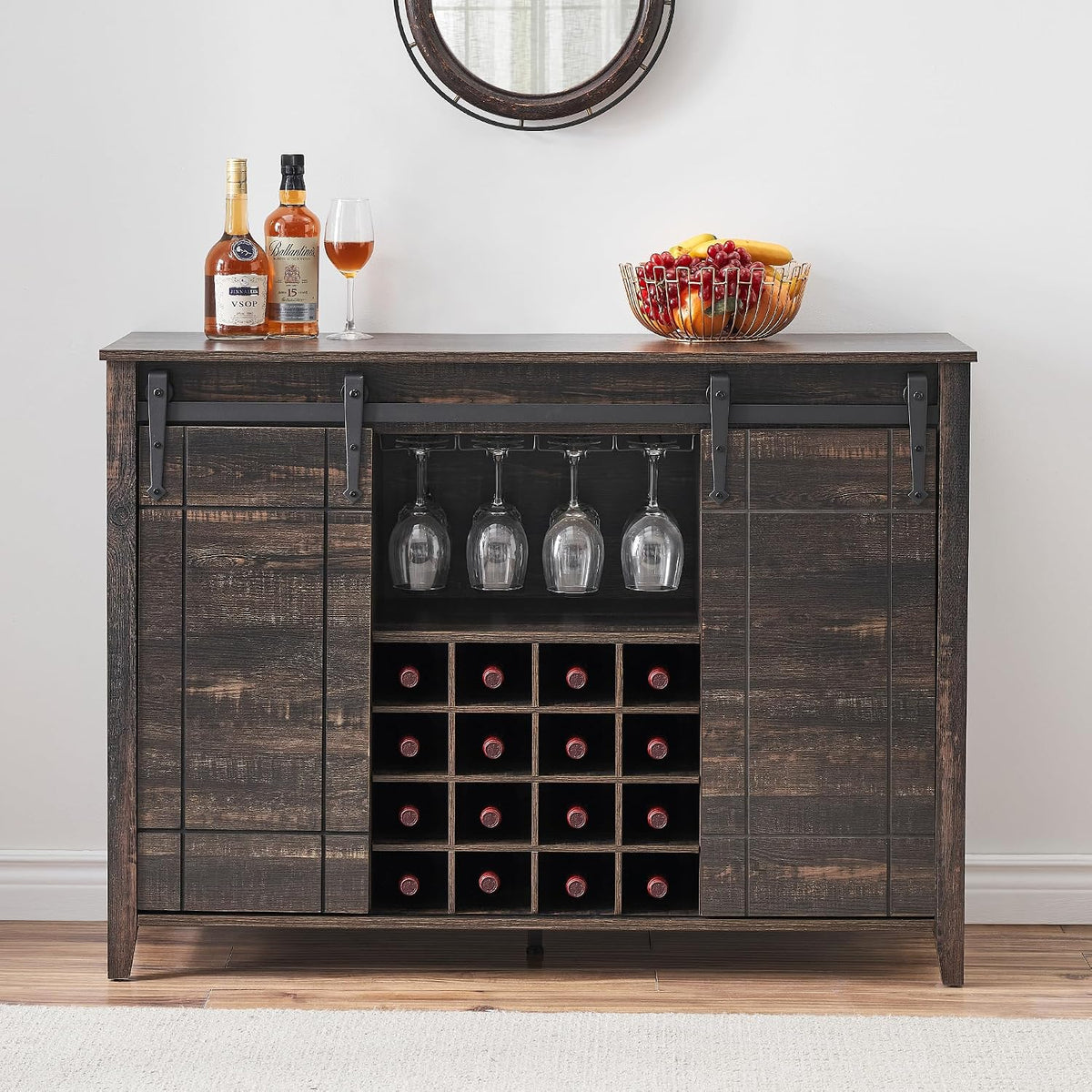 Farmhouse Wine Coffee Storage Bar Cabinet