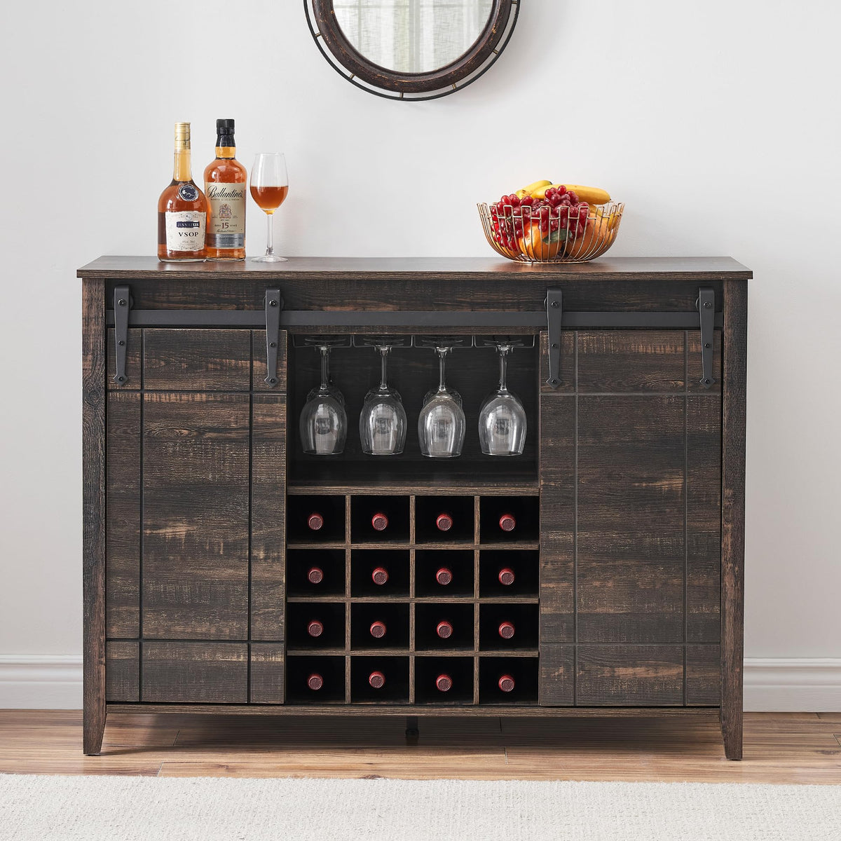 Farmhouse Wine Coffee Storage Bar Cabinet