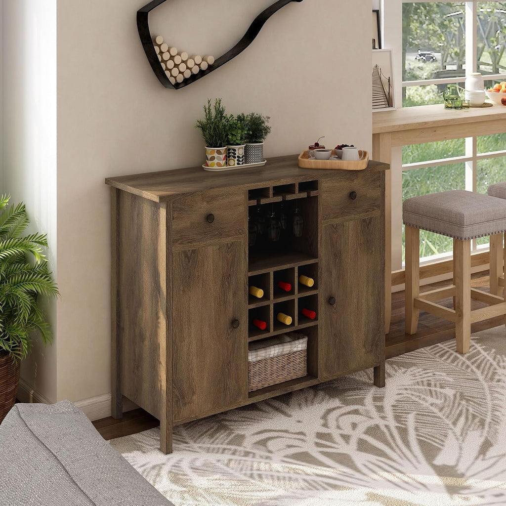Farmhouse Wood Buffet Wine Storage Sideboard