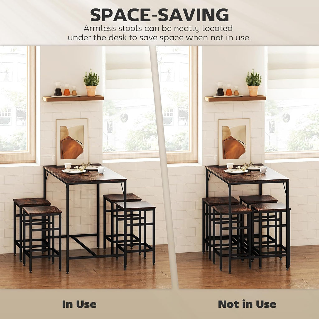 5‑Piece Industrial Bar Dining Table Set