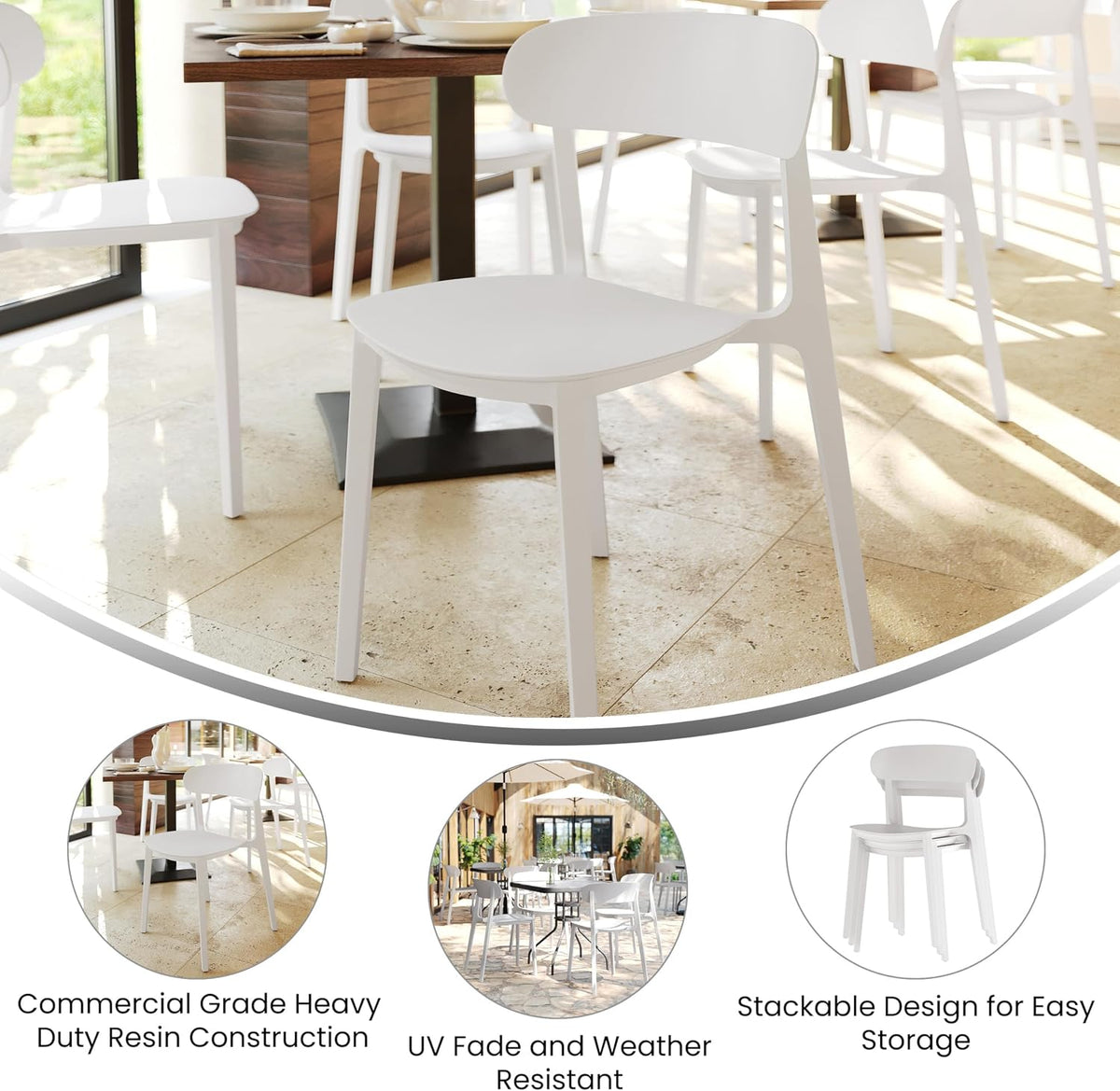 4‑Pack Stackable Resin Indoor‑Outdoor Dining Chairs