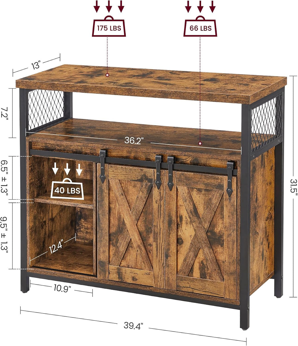 Sliding‑Door Coffee Bar Storage Buffet Cabinet