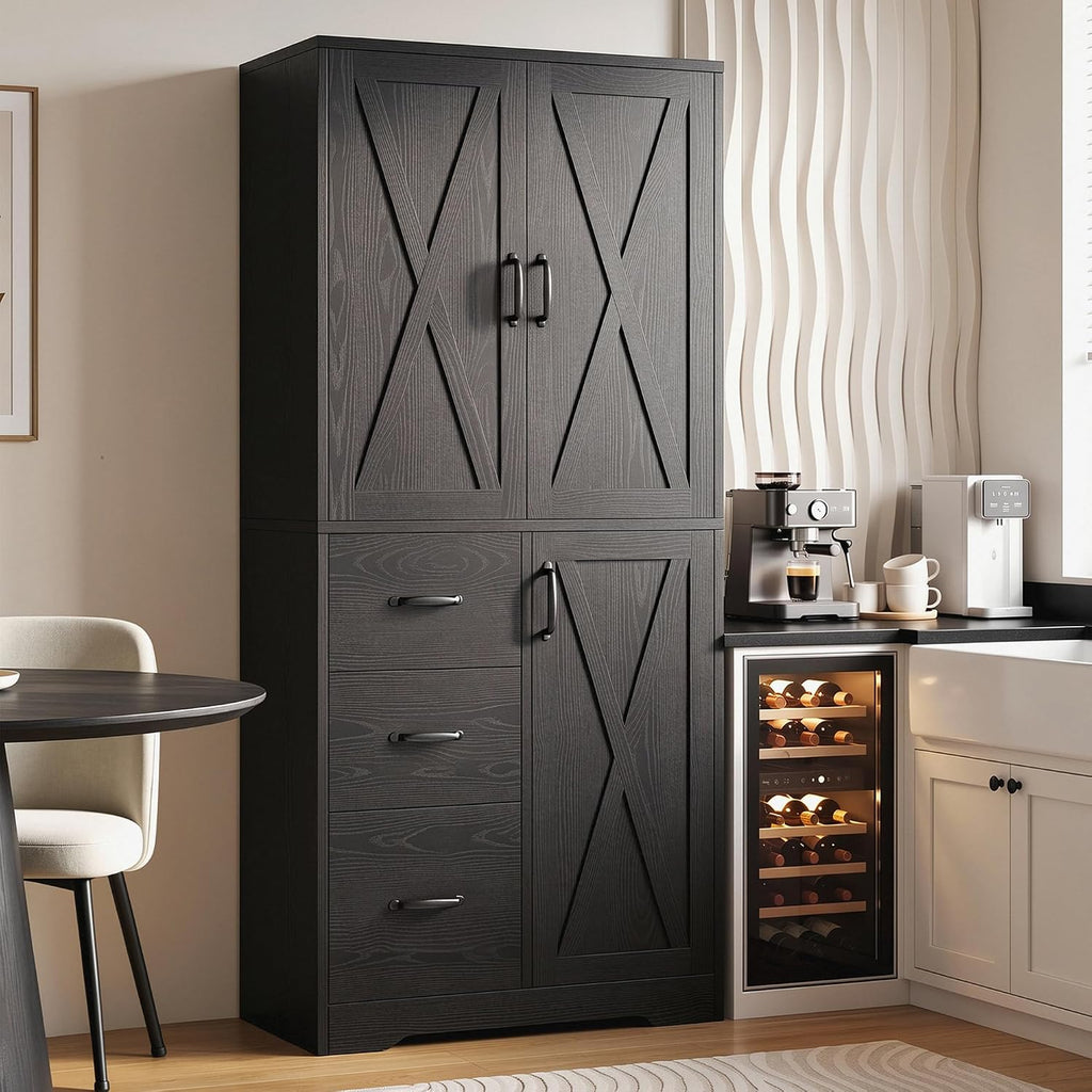 3‑Door Kitchen Pantry Cabinet With Storage Drawer