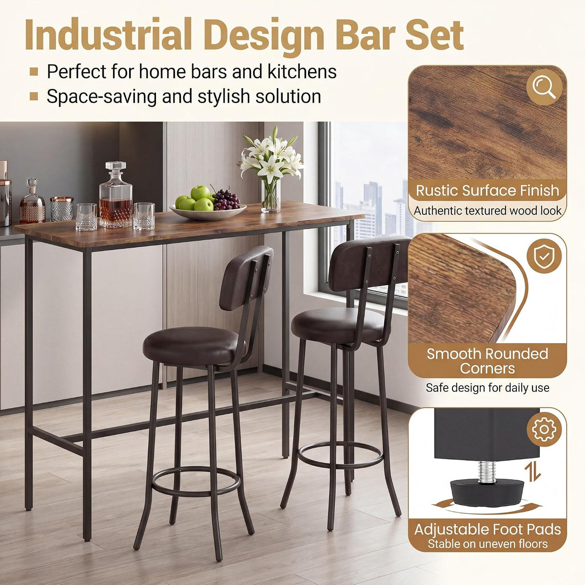 3‑Piece Counter‑Height Bar Dining Set