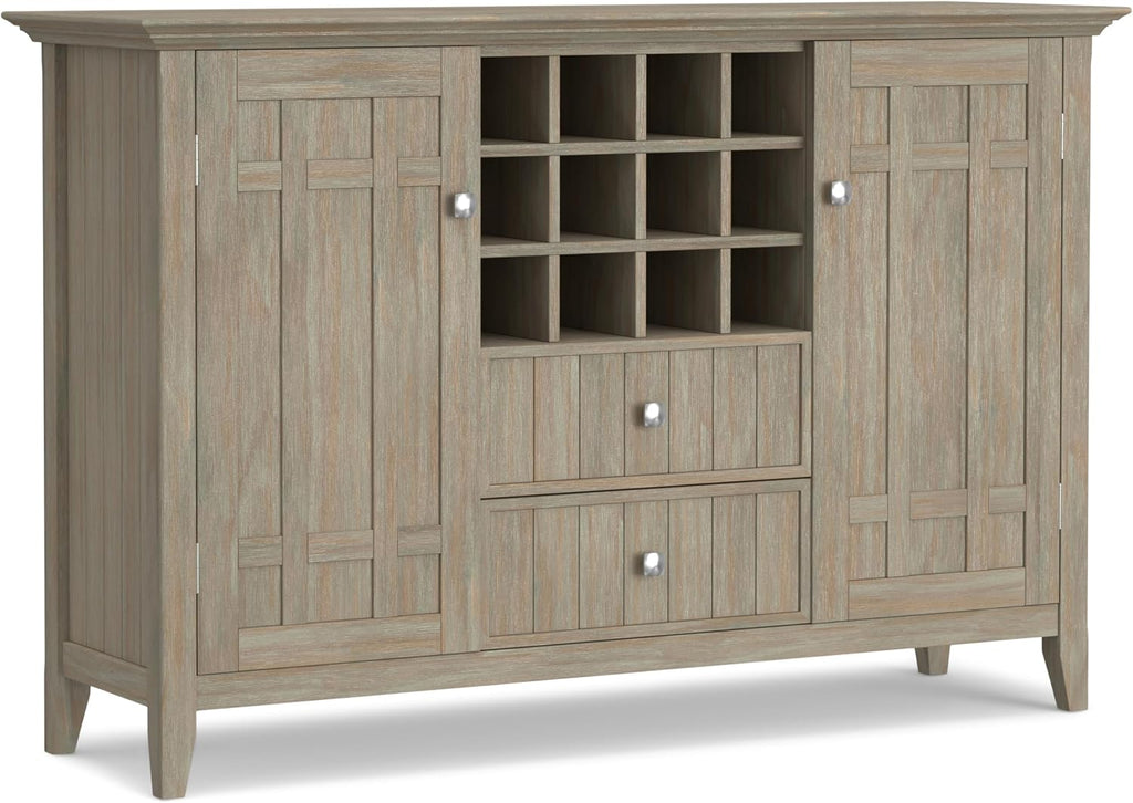 Solid Wood Distressed Wide Storage Buffet Cabinet