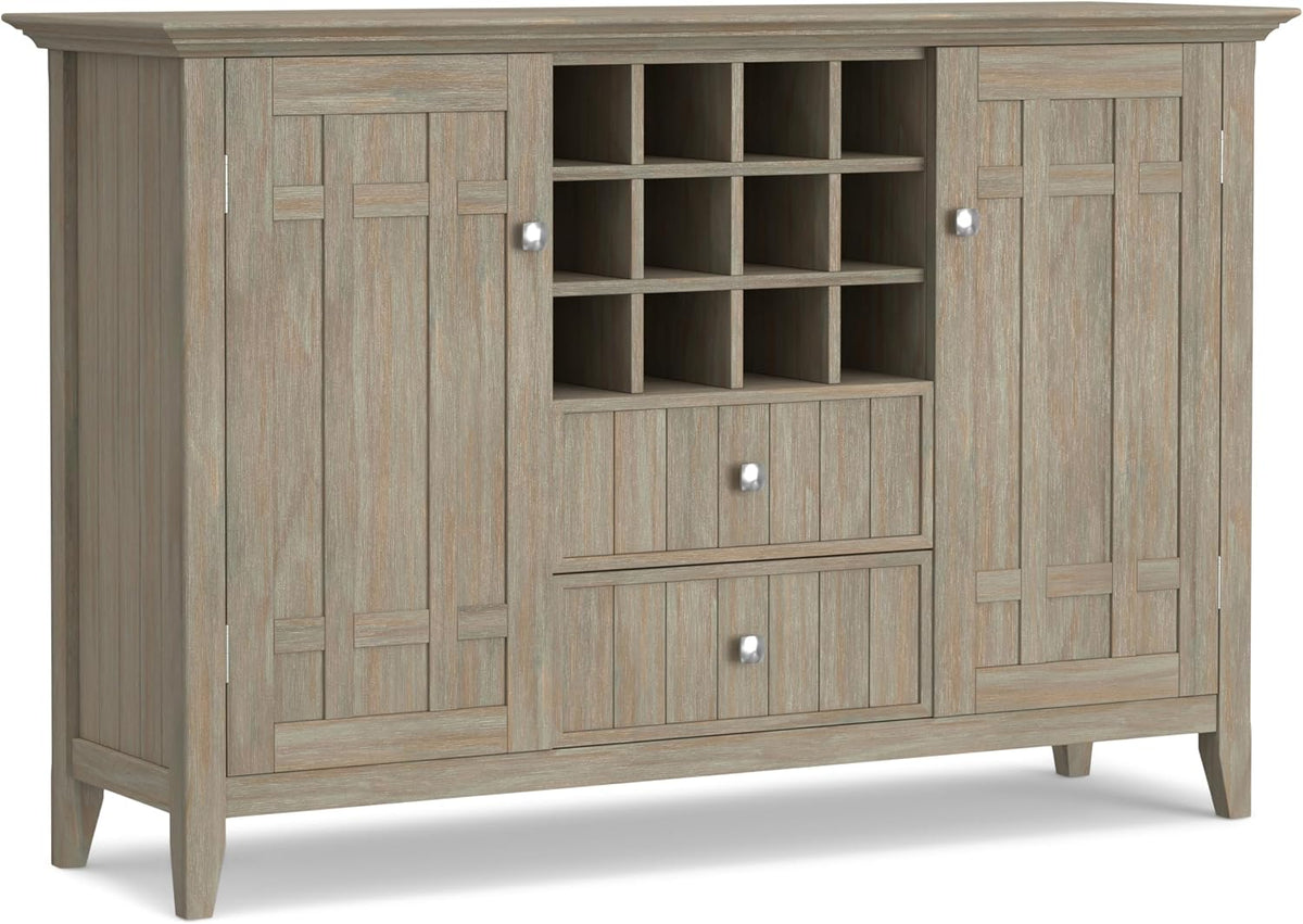 Solid Wood Distressed Wide Storage Buffet Cabinet