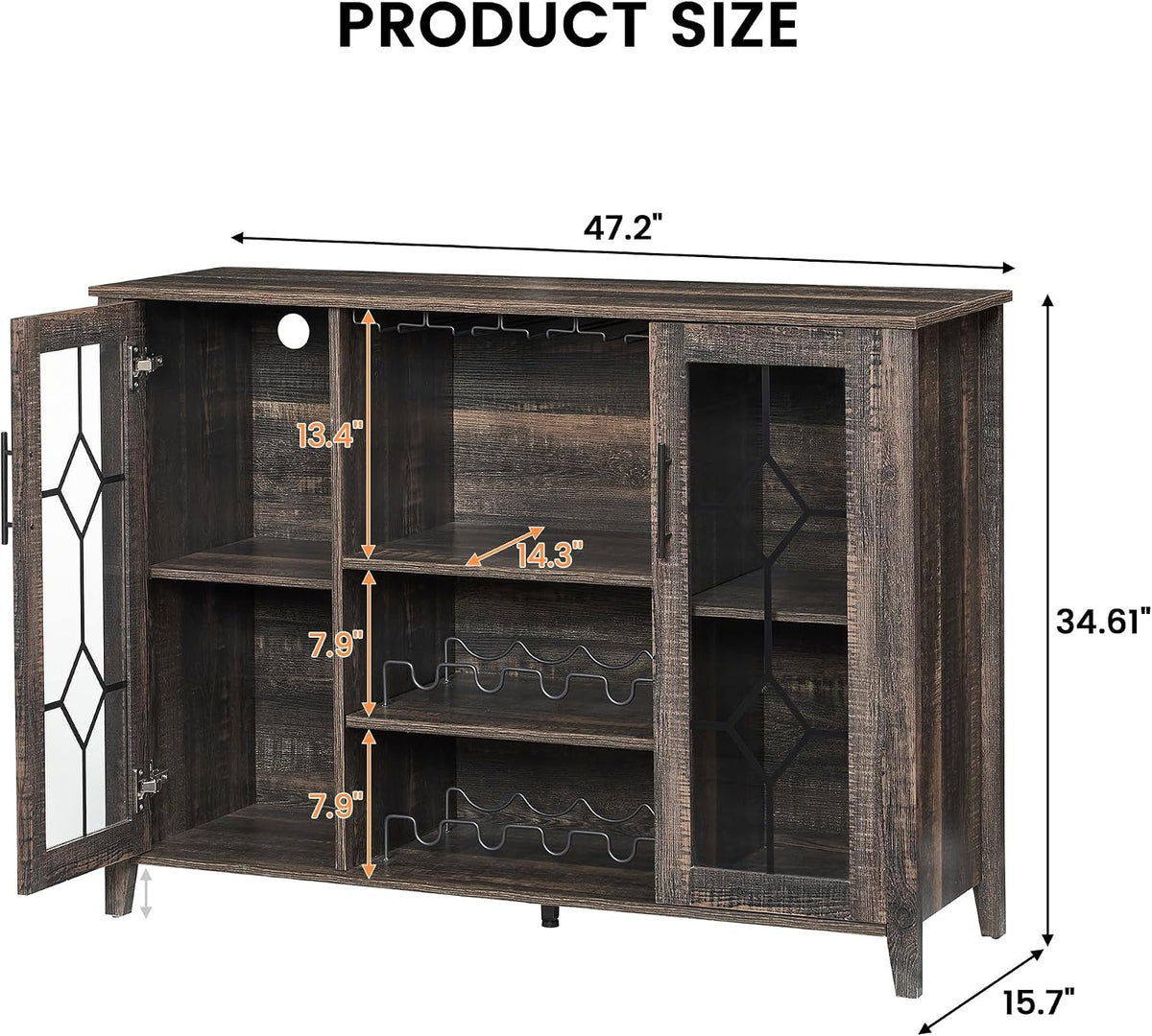 LED‑Lit Coffee Wine Storage Bar Cabinet