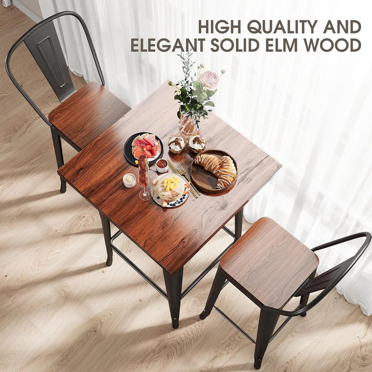 2‑Piece Compact Bistro Table Chair Set