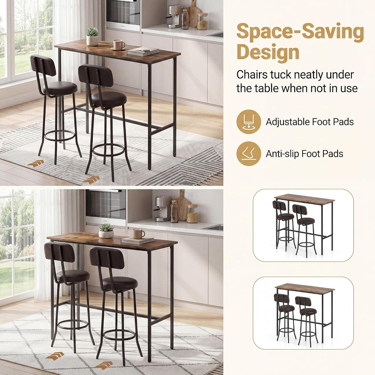 3‑Piece Counter‑Height Bar Dining Set