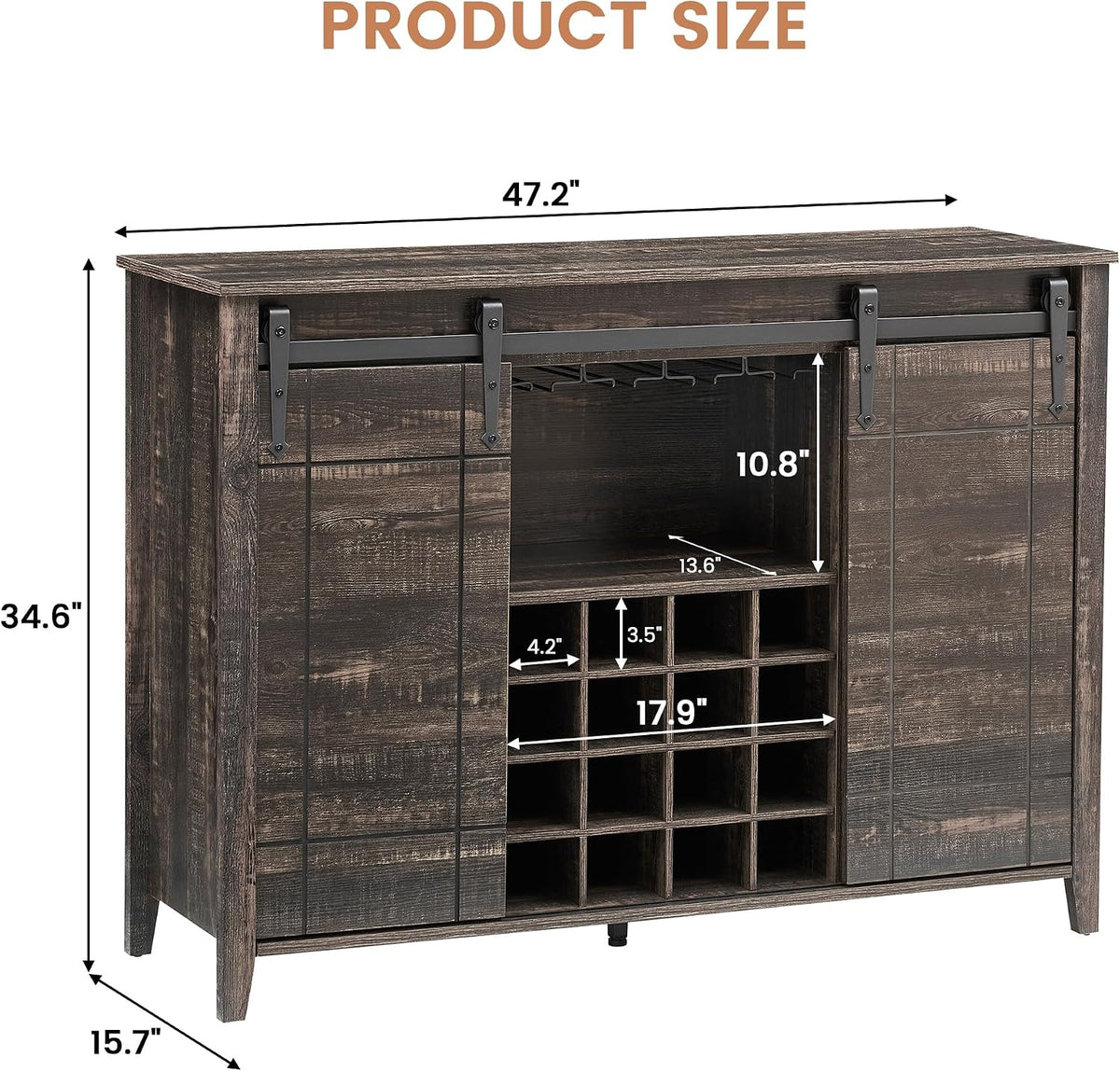 Farmhouse Wine Coffee Storage Bar Cabinet