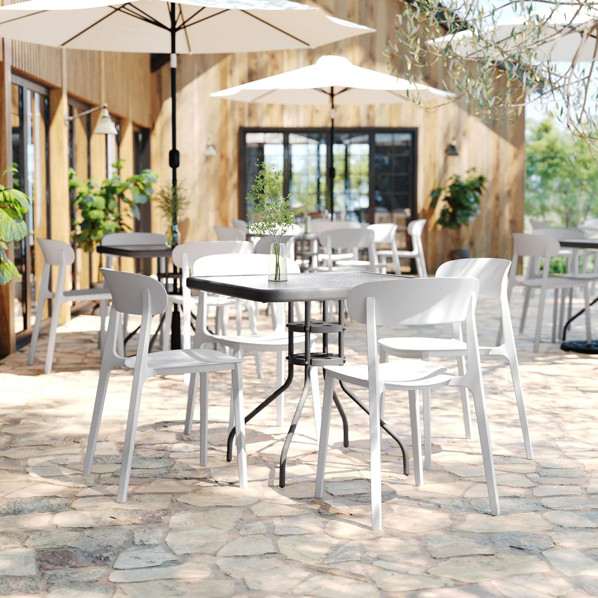 4‑Pack Stackable Resin Indoor‑Outdoor Dining Chairs
