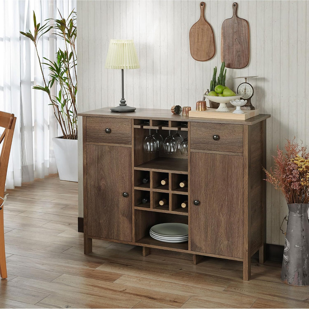 Farmhouse Wood Buffet Wine Storage Sideboard