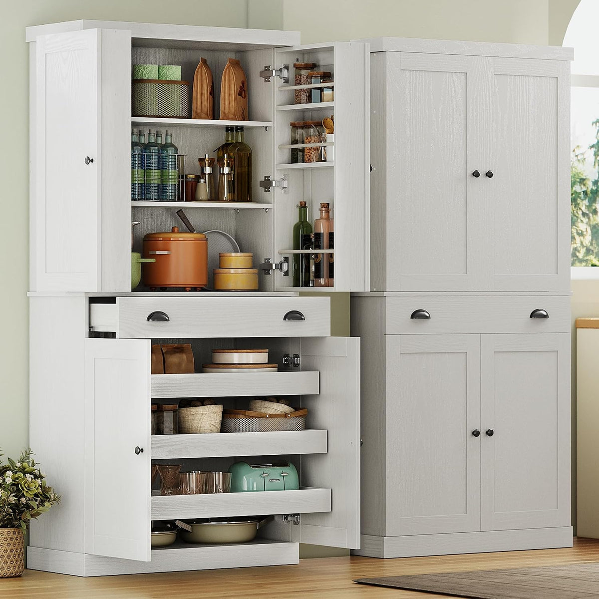 Tall Kitchen Pantry Cabinet With Drawer Racks