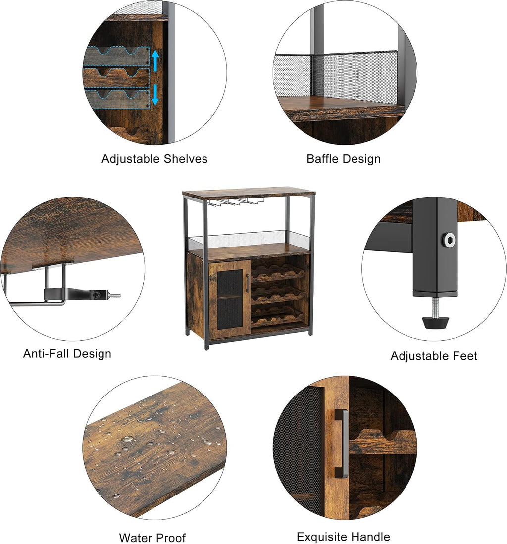 Modern Wood Wine Liquor Storage Bar Cabinet